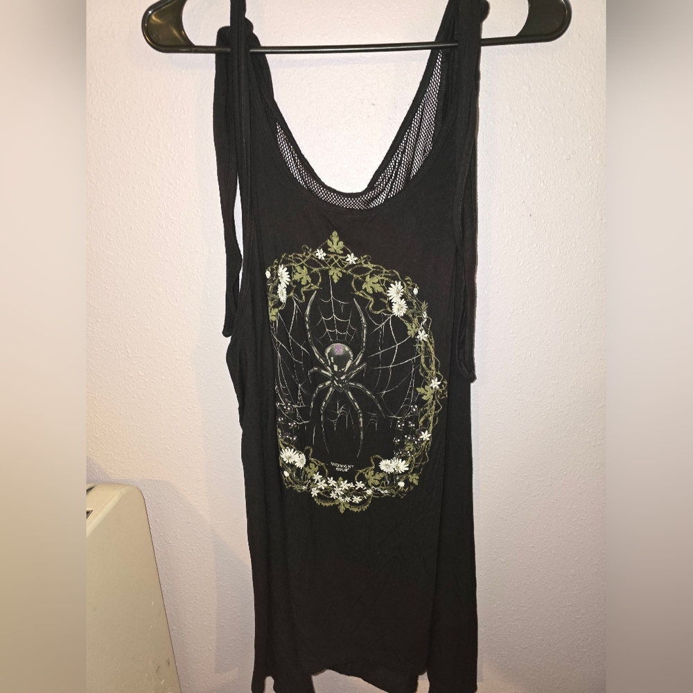 Midnight Hour Black Spider Graphic Women's Tank Top